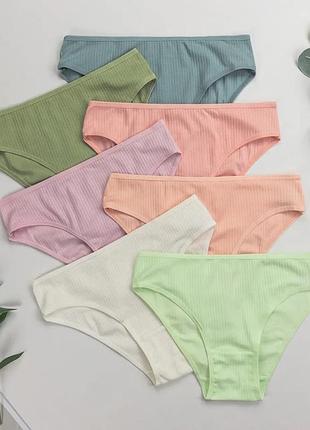 Набор женских базовых трусиков недельок в рубчик - 7 шт микс разноцветный