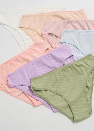 Набор женских базовых трусиков недельок в рубчик - 7 шт разные цвета