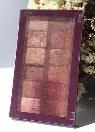 Сияющие сатиновые шиммерные тени палетка теней мейбилин maybelline the burgundy bar