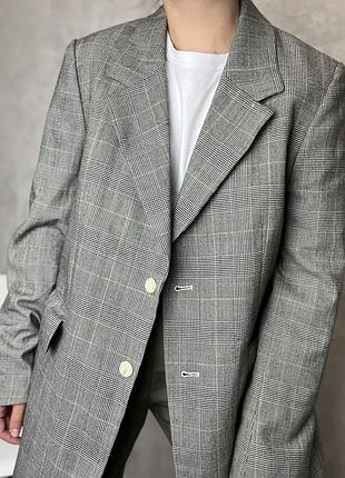 Шерстяний базовий оверсайз піджак arket в клітинку розмір s-m 42 на високий зріст шерсть