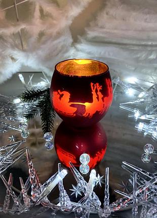 Рождественский стеклянный свечитель "la vida"