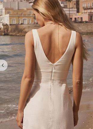 Срочно ! белый , молочный льняной корсетный сарафан gepur,  xs