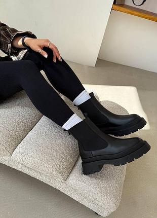 Чесли - ботинки женские демисезонные кожаные, невысокие, без шнурков, черные