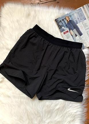 Шорти спортивні жіночі бігові чорні nike dri-fit, найк, нейлонові, легкі, на спорт, для тренувань, для бігу, на резинці