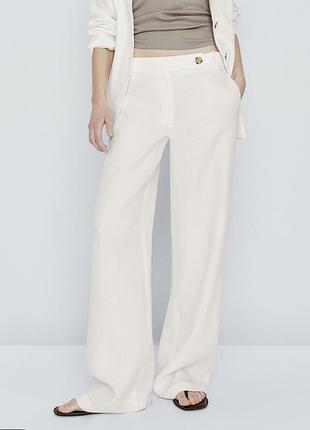 Білі натуральні брюки mango рамі