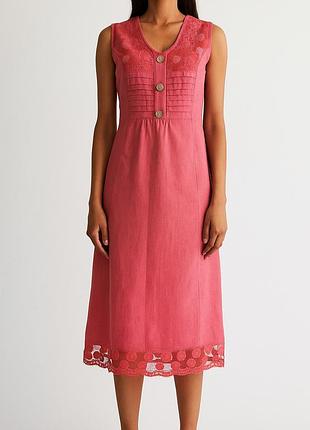 Лляне плаття з кружевною відділкою moda center.