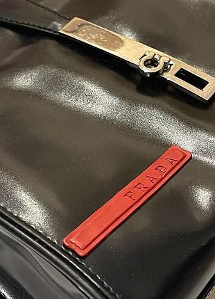 Сумка чорна під бренд pr@d сумка жіноча багет сумка