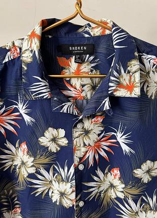 Шикарная гавайская рубашка broken синего цвета, размер l