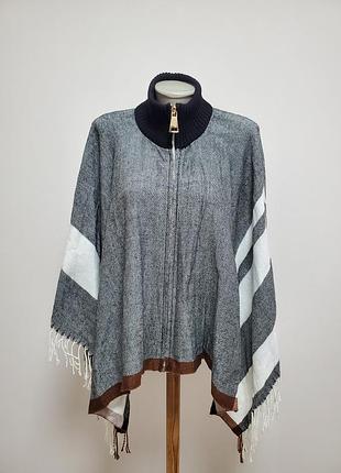 Шикарное брендовое пончо на молнии "под шею"