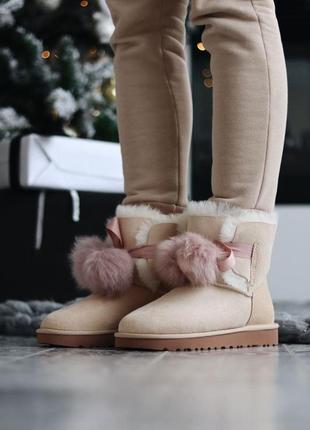 Ugg classic pom pom oil yellow🆕 шикарные женские угги 🆕 купить наложенный платёж9 фото