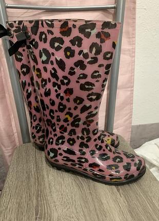 Високі гумові чоботи леопардовий принт