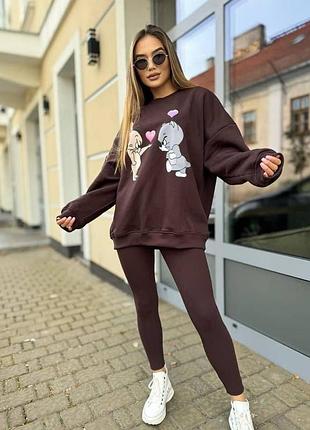 Теплый костюм свитшот + лосины