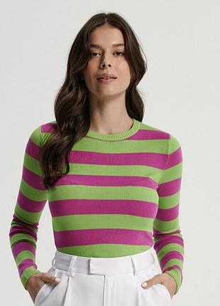 Лонгслів светр sinsay зелений рожевий у смужку лонгслив кофта топ на довгий рукав