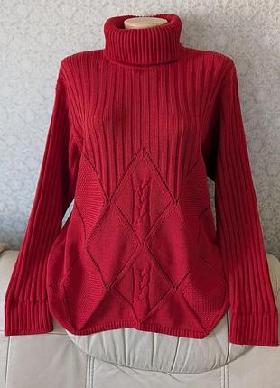 Свитер женский peter hahn коралловый в косы италия ажурный под горло водолазка гольф размер м, l свитер жемчужный кораллловый