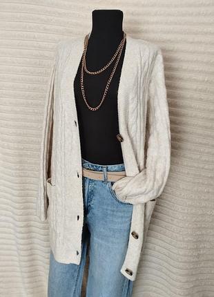 Красивый удлиненный кардиган цвета айвори от h&amp;m