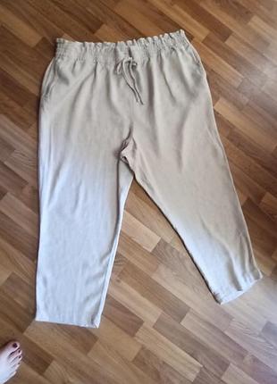 Бежевые летние брюки 22 размер замес льна и вискозы