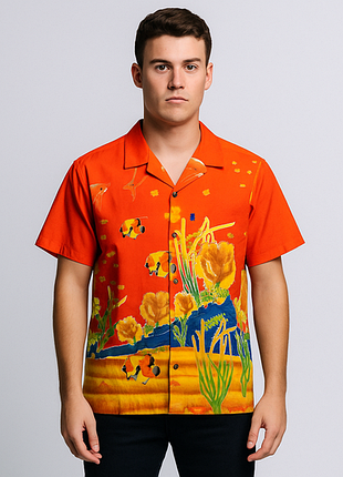 Гавайська сорочка max boy з рибками гавайка теніска бавовна океан