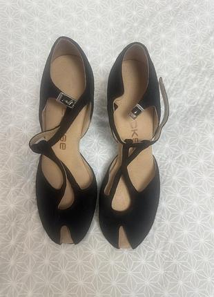 Босоніжки eckse чорні замшеві для танго