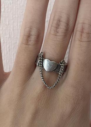 Срібне кільце з ланцюжком