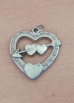 Украшение для подвески или брелка сердце стрела y2k купидон бронзовое