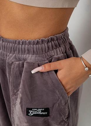 Спортивні штани велюрові жіночі на флісі, колір мокко, 238r58649-1