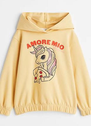 Укороченная толстовка худи h&amp;m на девочку, с капюшоном, единорог*40006*