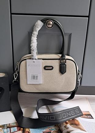 Сумка david jones дейвид джонт ткань текстиль беж светлая графит прямоугольная форма