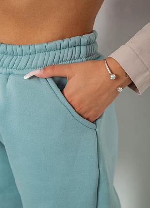 Спортивные штаны женские на флисе, цвет оливковый, 238r58671