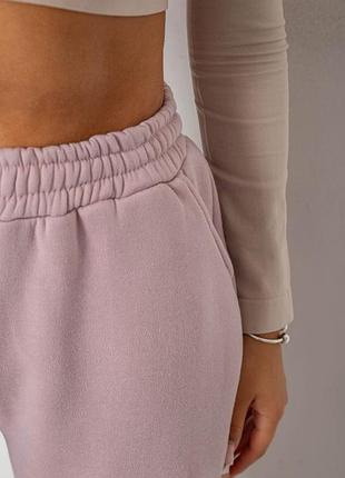 Спортивные штаны женские на флисе, цвет пудровый, 2384558671
