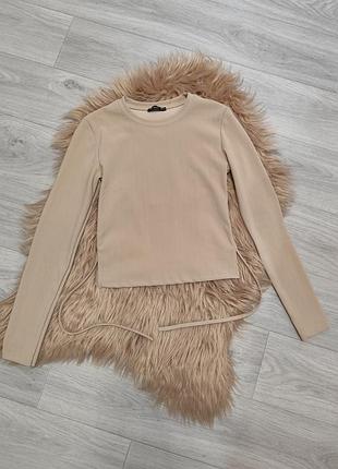 Кофта лонгслив женский базовый бежевый с завязкой на спине ambar