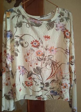 Льняной трикотажный лонгслив h&amp;m.