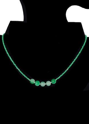 Чокер ручной работы из чешского бисера и бусин, зеленый