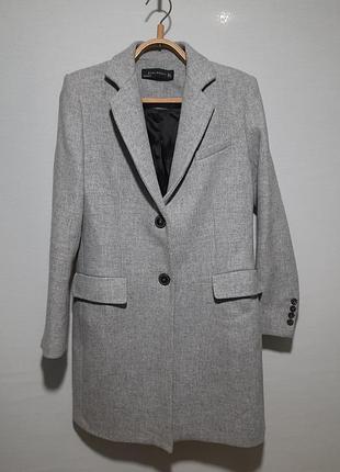 Сіре вовняне пальто zara m the coat zara wool grey