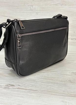 Женская сумка черная натуральная фактурная кожа 102032/1