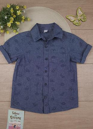 Детская летняя рубашка 4-5 лет tu с коротким рукавом для мальчика динозавры