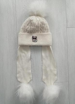 Зимняя шапка на девочку karl lagerfeld