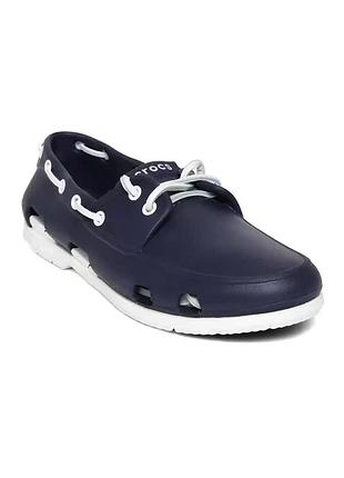 Мокасины мужские топсайдеры crocs jibbitz beach line boat shoe men 41-42 27 см синие