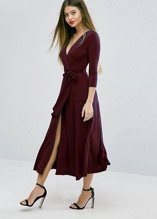 Распродажа платье asos из крепа на запах марсала