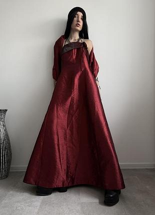 Червоний комплект довга сукня