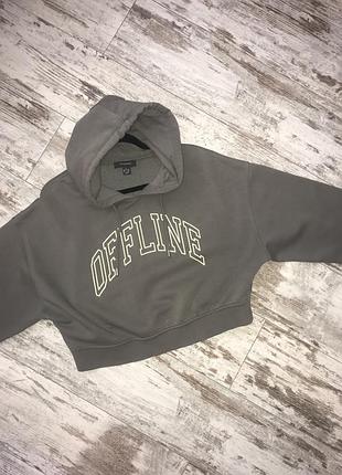 Худі сірий укорочений