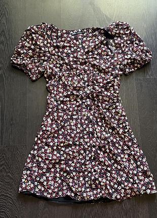 Коротка квіткова сукня zara з рукавами-фонариками