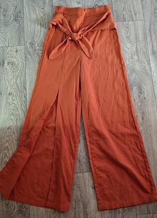 Брюки палаццо с разрезом на одной ноге, размер xs (арт1290)