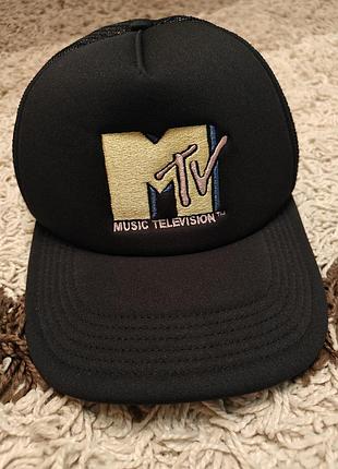 Кепка mtv music television, чорна, з картатим логотипом, унісекс