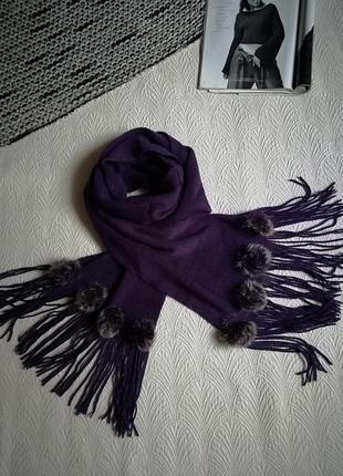 Женский шарф, шарф с бубонами1 фото