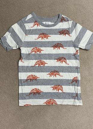 Футболка у смужку з динозаврами