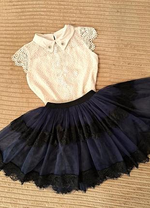 Шикарный комплект ,блузка рубашка пышная юбка