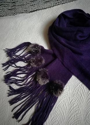 Женский шарф, шарф с бубонами4 фото