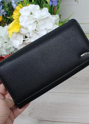Чорний гаманець♠️ жіночий приємний на дотик