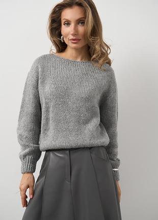 Светр з преміальної пряжі вовна мериносу сірого кольору