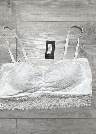 Білий мереживний топ бра new look